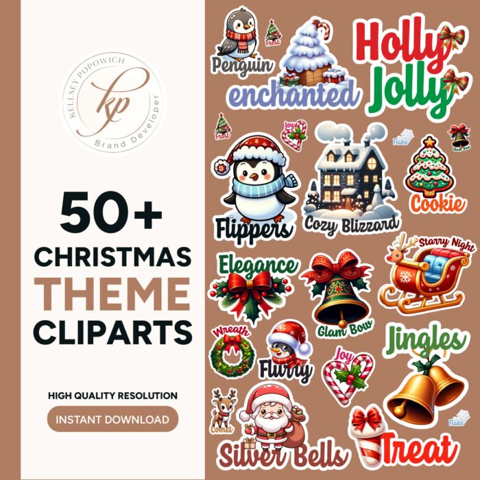 Joyful Christmas Clipart Bundle: 52 Festive Designs - Instant Digital Download for Crafting and Design - Image 1