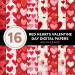 Valentine's Day Red Heart Pattern Designs - Digital Paper Collection for Romantic Crafting | Junk Journal Paper Designs