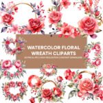 Watercolor Wreath Cliparts | Perfect for Digital Invitations, Social Media Posts, Greeting Cards, Scrapbooking, DIY Crafts, and Printables!