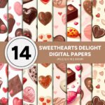 Chocolates Pattern Digital Paper - Sweet Delight for Scrapbooking, Card Making, and DIY Crafts