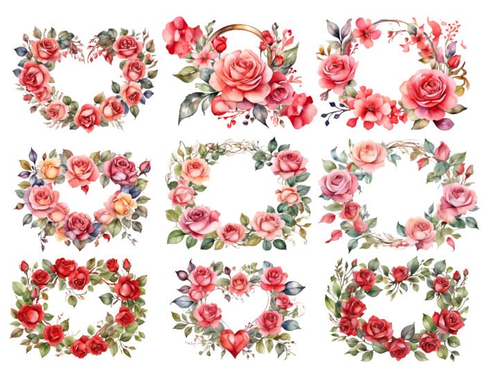 Thumbnail_2 (10) Watercolor Wreath Cliparts | Perfect for Digital Invitations, Social Media Posts, Greeting Cards, Scrapbooking, DIY Crafts, and Printables! - Image 2