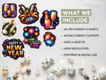 Happy New Year Clipart Mega Bundle - Spark Your Creativity for Celebrations - Image 2