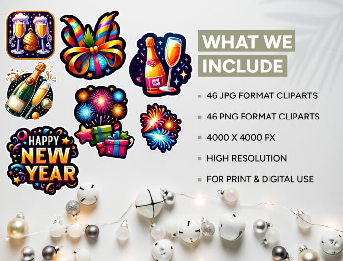 Happy New Year Clipart Mega Bundle - Spark Your Creativity for Celebrations - Image 2