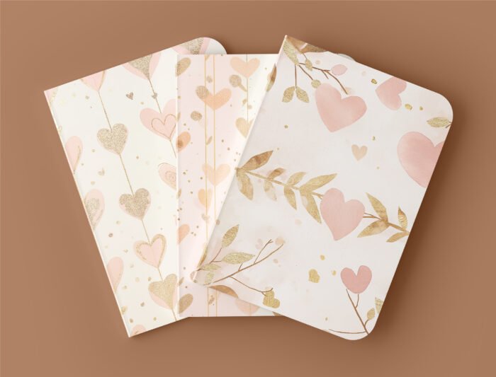 Golden Love Blossom - Valentine's Day Digital Paper Patterns Collection: Perfect for Romantic Crafts and Projects | Junk Journal Paper - Image 2