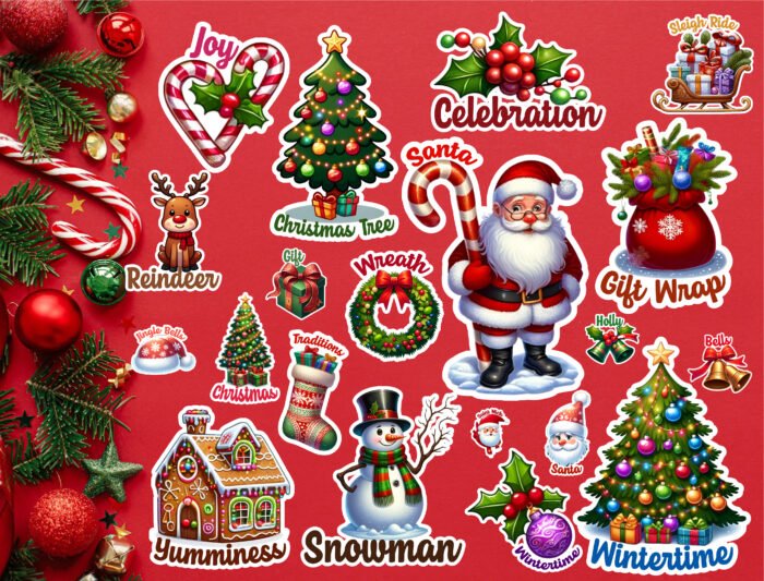 Joyful Christmas Clipart Bundle: 52 Festive Designs - Instant Digital Download for Crafting and Design - Image 4
