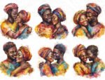 Adorable African Couple Cliparts - Perfect for Expressing Love in Your Creations | Valentine's Day African Couple Clipart Set - Image 4