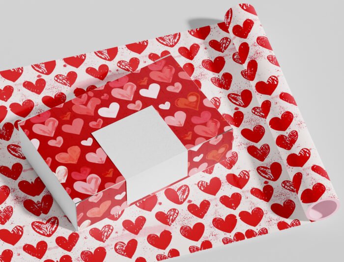 Valentine's Day Red Heart Pattern Designs - Digital Paper Collection for Romantic Crafting | Junk Journal Paper Designs - Image 2