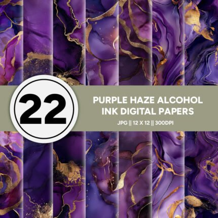 Purple Haze Alcohol Ink Patterns Digital Papers Design