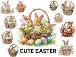 Easter Clipart Bundle: Cute Bunnies, Eggs, Illustrations for DIY Crafts & Decor - Image 7