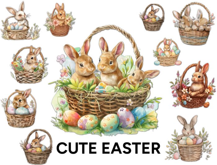 Thumbnail_7 Easter Clipart Bundle: Cute Bunnies, Eggs, Illustrations for DIY Crafts & Decor - Image 7