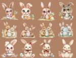 Rustic Easter Bunny Clipart Collection: Charming Illustrations for Your Easter Projects - Image 7