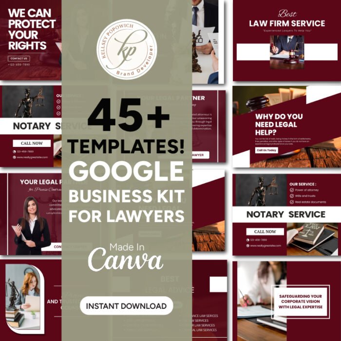 Thumbnail_1 Lawyer Kit for Professional Branding Google Business Profile Template Kit | GBP Customizable Canva Templates | Lawyer GBP Templates - Image 1