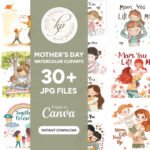 Mother's Day Watercolor Clipart Collection: Warmth and Love for Your Projects