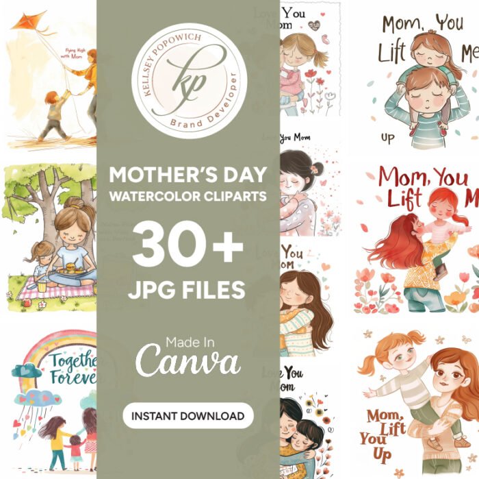 Mother's Day Watercolor Clipart Collection: Warmth and Love for Your Projects - Image 1