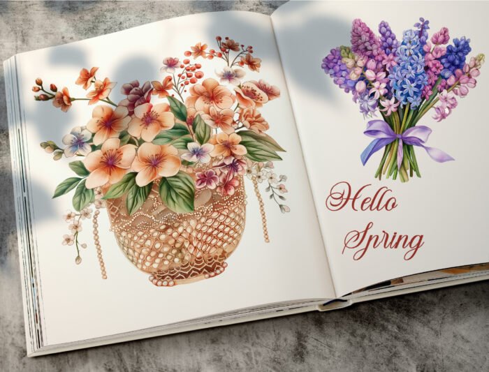 Thumbnail_2 Spring Flower Clipart Bundle | 63 Colorful Flower Illustrations in Bouquets and Baskets | High-Resolution PNG & JPG | Instant Download - Image 2