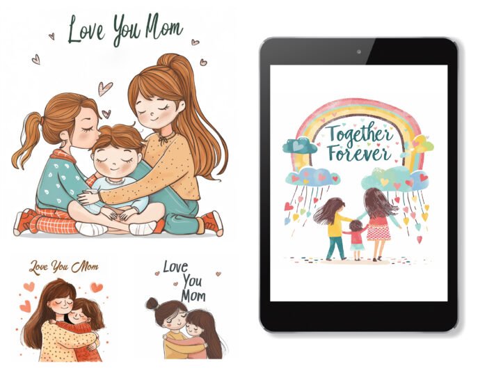 Mother's Day Watercolor Clipart Collection: Warmth and Love for Your Projects - Image 3