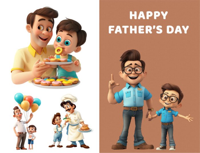 Thumbnail_7 3D Father's Day Clipart Bundle | 80 High-Resolution Father-Child Illustrations | PNG & JPG | Instant Download - Image 7