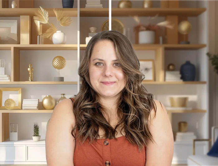 Golden Bookshelf Virtual Background: Create a Soft and Soothing Home Office Ambiance - Image 5