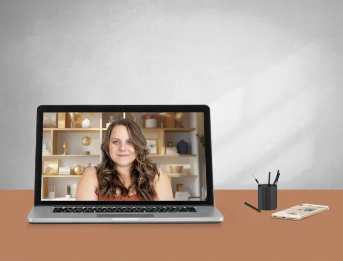 Golden Bookshelf Virtual Background: Create a Soft and Soothing Home Office Ambiance - Image 7