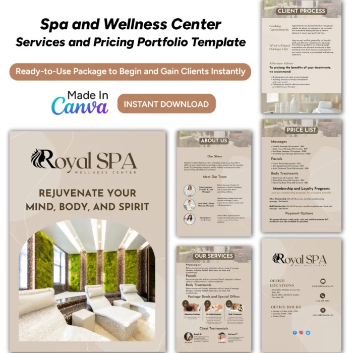 Thumbnail_1 Spa and Wellness Center Services and Pricing Template Bundle | Wellness Center Pricing Guide | Spa Services Template Bundle - Image 1