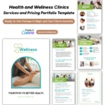Health and Wellness Clinics Services and Pricing Template Bundle | Virtual Assistant Portfolio, Client Proposal, New Client Welcome Packet