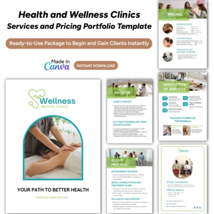 Health and Wellness Clinics Services and Pricing Template Bundle | Virtual Assistant Portfolio, Client Proposal, New Client Welcome Packet