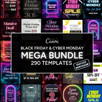 Black Friday & Cyber Monday Mega Bundle: Ready-to-Use Templates to Boost Your Sales! | Customizable Canva Templates