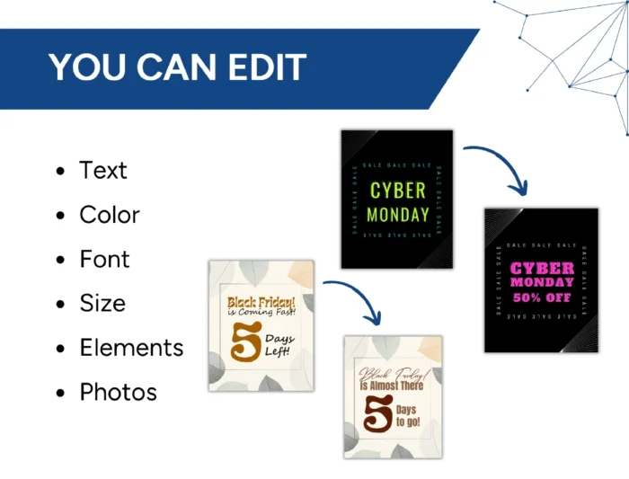 Black Friday & Cyber Monday Mega Bundle: Ready-to-Use Templates to Boost Your Sales! | Customizable Canva Templates - Image 4