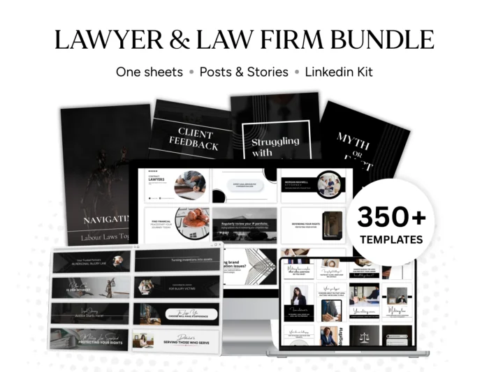 Lawyer & Law Firm Branding Bundle | Canva Templates for Attorneys & Legal Professionals | LinkedIn Kit, Facebook Covers, One Sheets, Instagram Posts & Stories | Premium Law Firm Marketing Kit - Image 1
