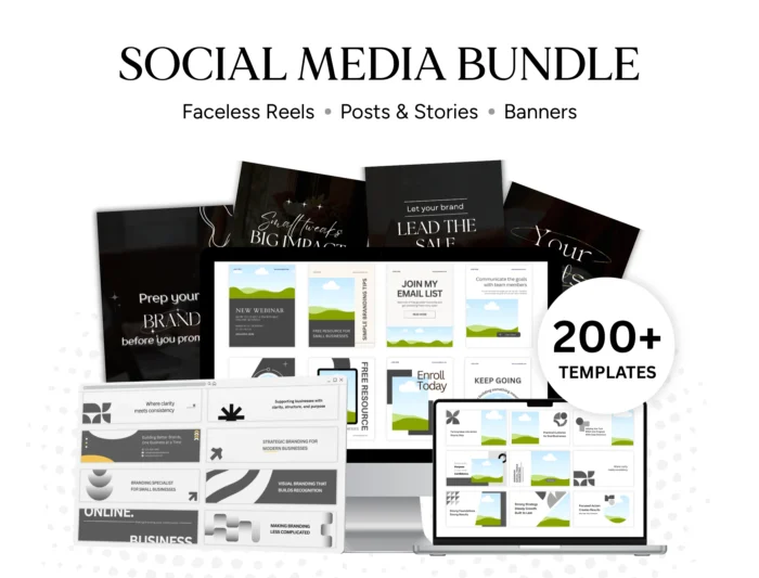 Faceless Social Media Bundle | Canva Templates for Faceless Reels, Instagram Posts & Stories | Aesthetic Digital Marketing Kit - Image 1