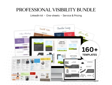 Professional Visibility Template Bundle | Canva Branding Kit for Coaches & Consultants | LinkedIn Kit, One Sheets, Service & Pricing Guide, Email Signatures | Business Marketing Digital Download