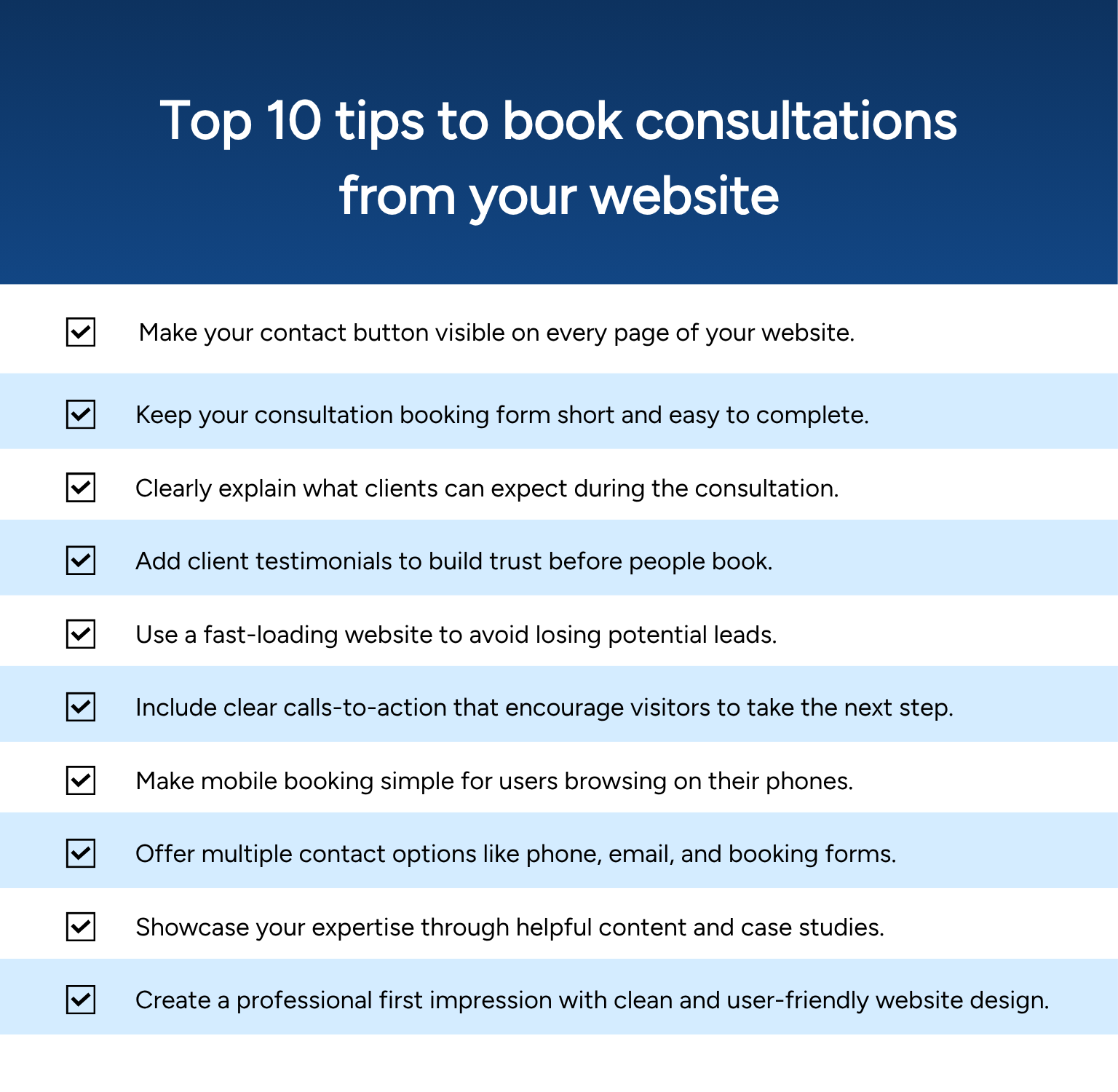 Top 10 tips to book consultations from your website